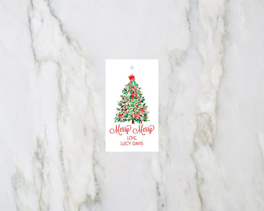 Bow Christmas Tree Gift Tags Personalized