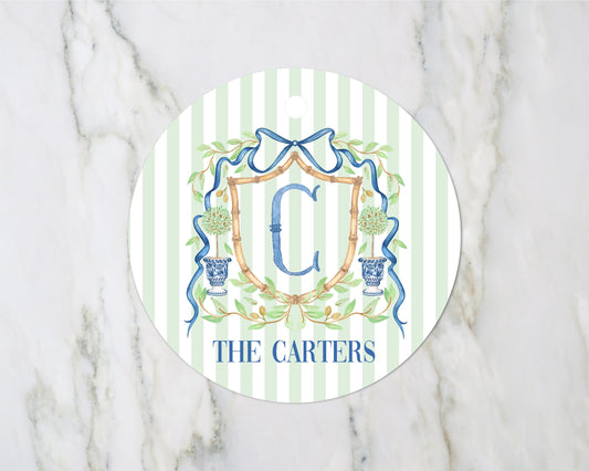 Personalized topiary circle gift tags
