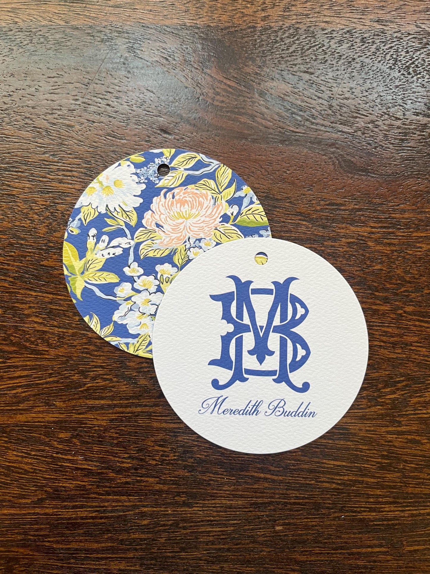 Blue floral monogrammed stationery set