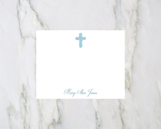Personalized Hydrangea Cross Notecards
