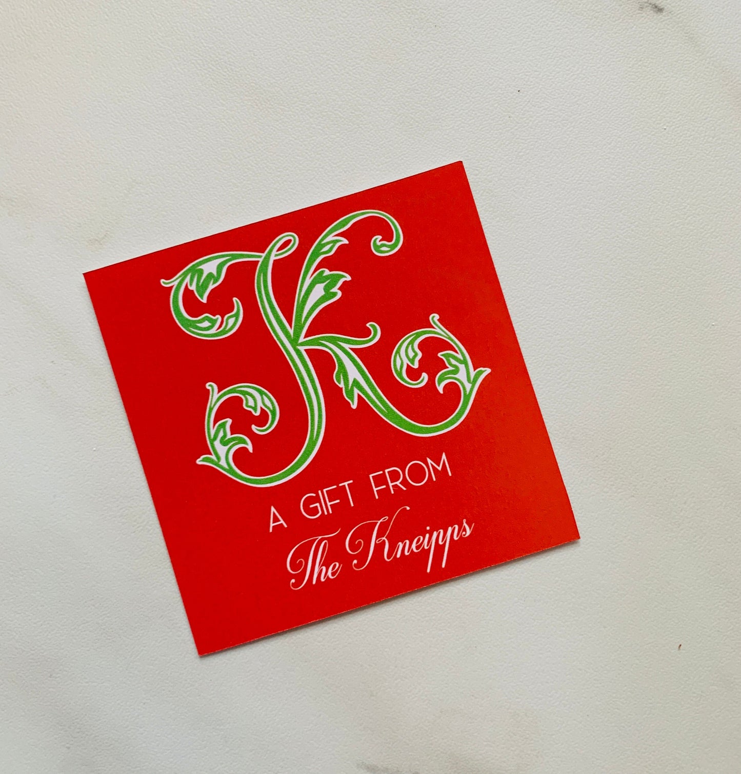 Christmas Fancy Initial  Monogrammed Gift Enclosure Cards/Stickers