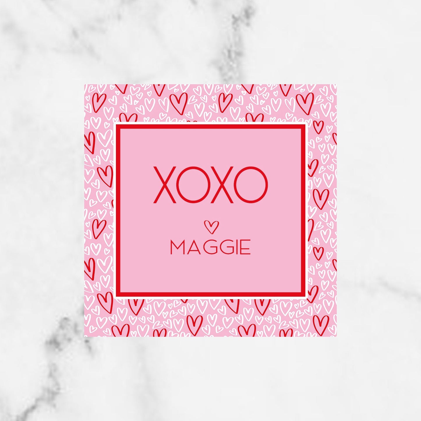 Printable Pink and Red Valentine XOXO Enclosure Card
