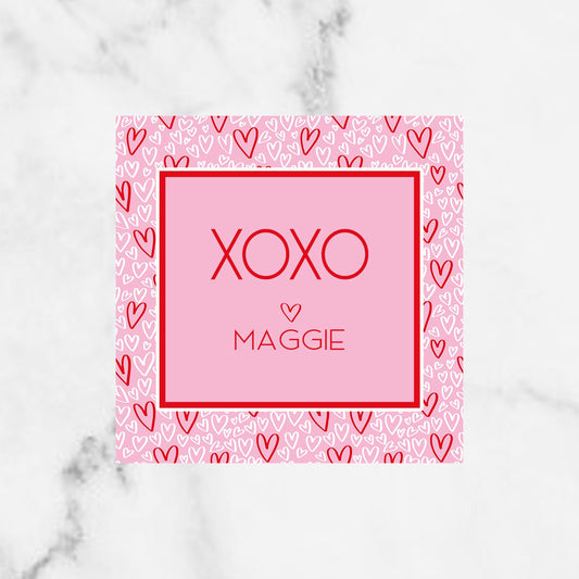 Printable Pink and Red Valentine XOXO Enclosure Card
