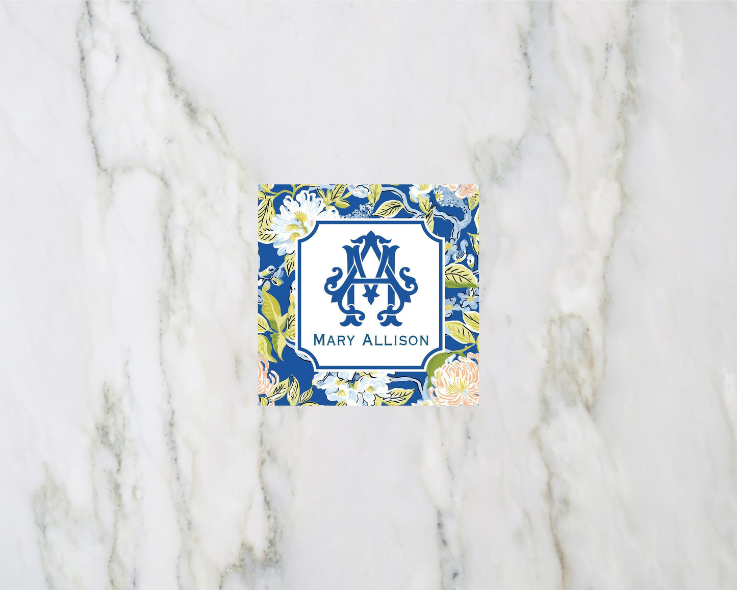 Blue Floral Enclosure Card