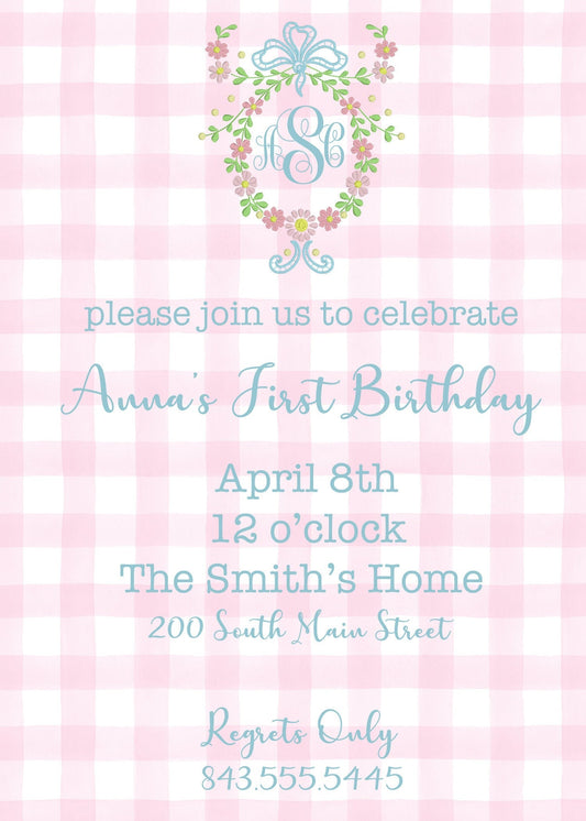Heirloom Floral Monogram Invitation