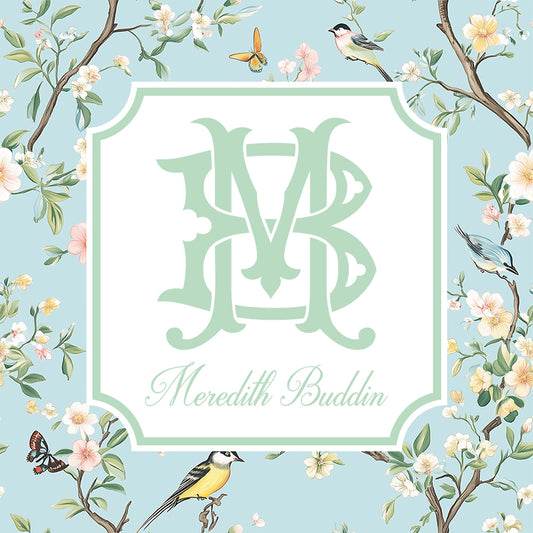 Chinoiserie Birds Monogrammed Enclosure Cards
