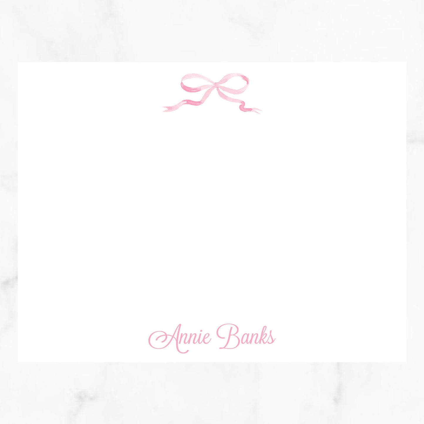 Pink bow personalized notecards