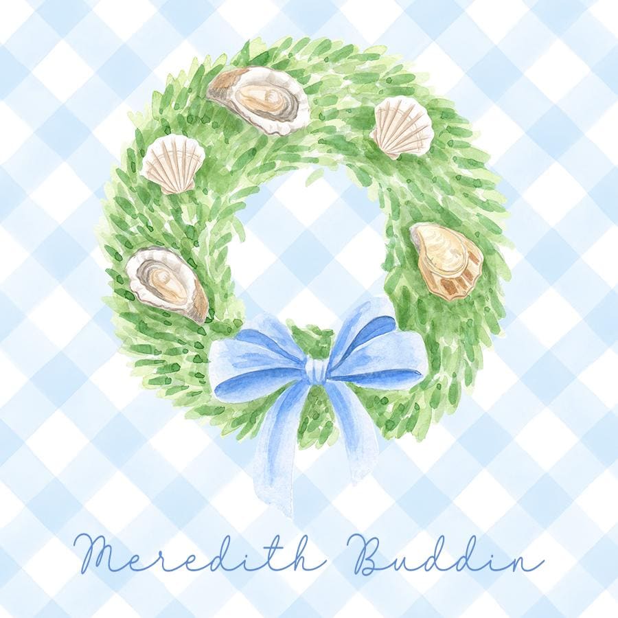 Oyster Wreath Christmas Personalized Enclosure Cards and Gift Tags