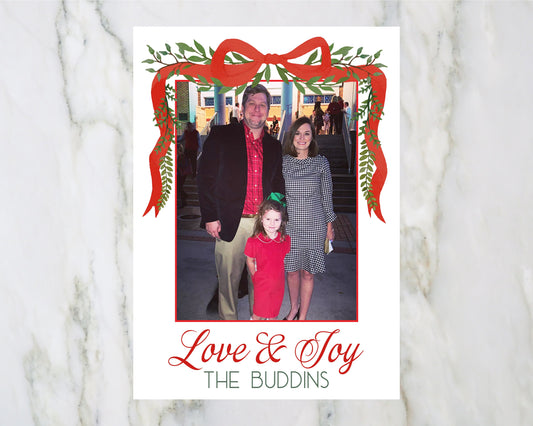 Bow with Greenery Christmas Card