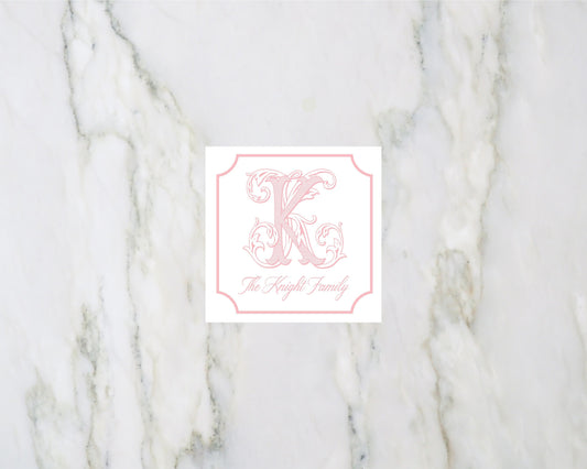 Fancy Pink Monogram Enclosure Card