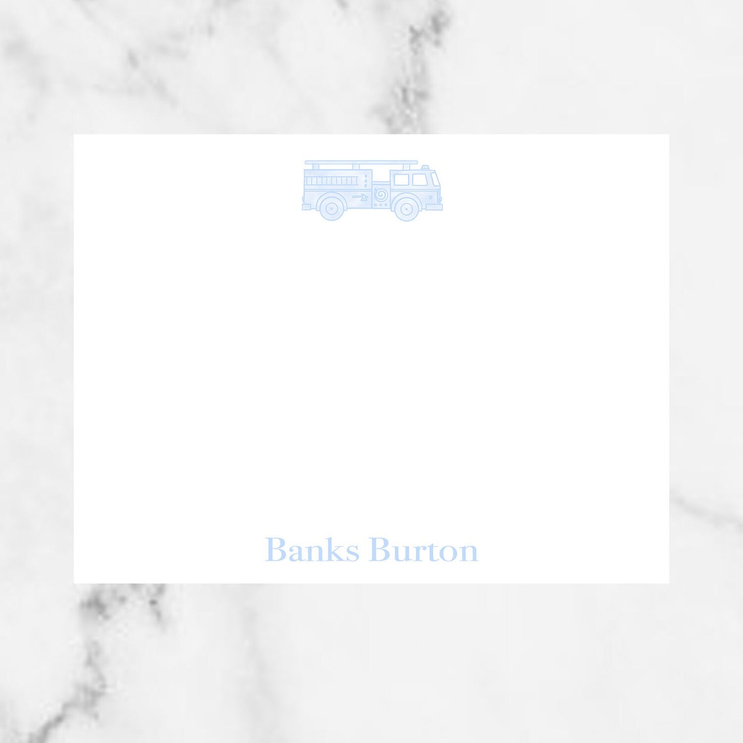 Pastel Firetruck Flat Note Card
