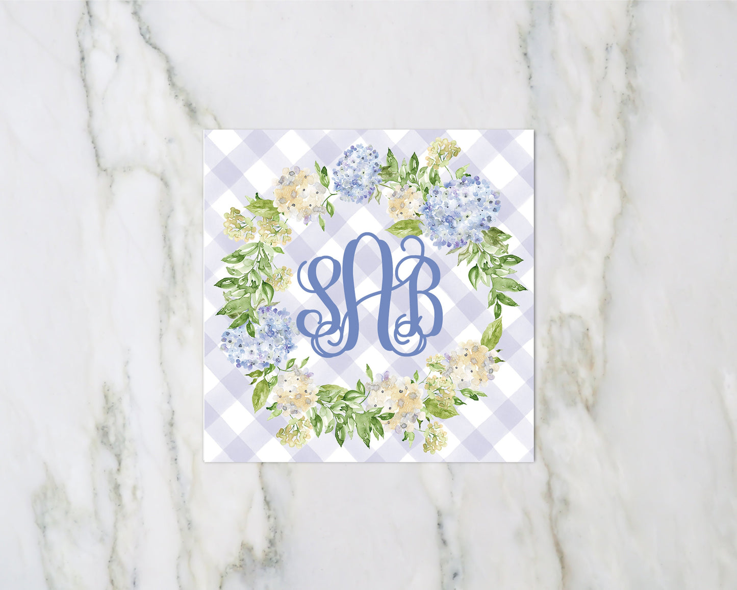 Hydrangea Blue and White Monogram Enclosure Card