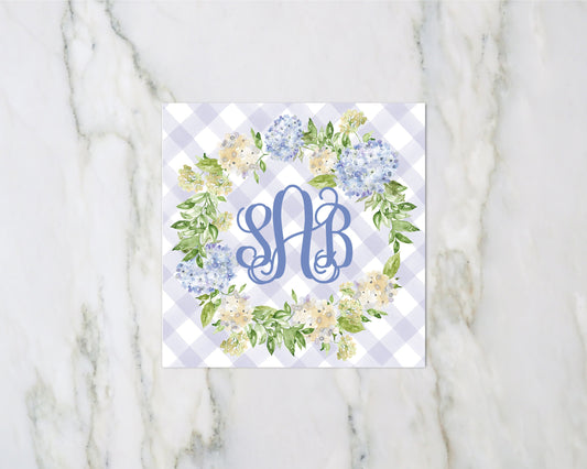Hydrangea Blue and White Monogram Enclosure Card