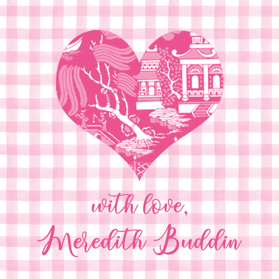 Chinoiserie Pink Gingham Valentine Enclosure Card