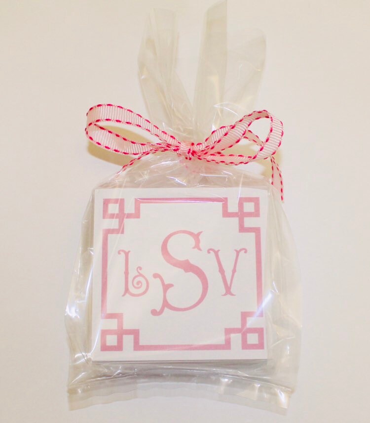 Greek key monogrammed enclosure cards