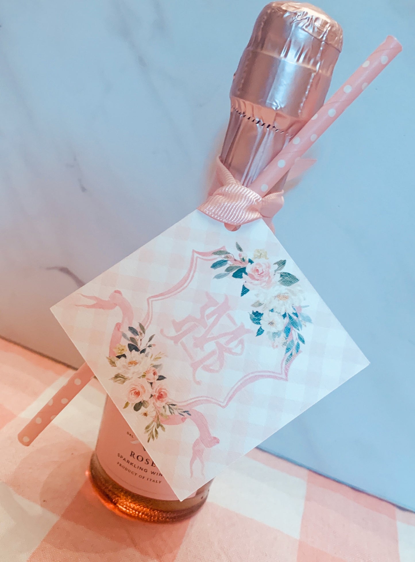 Floral Monogram Enclosure Card