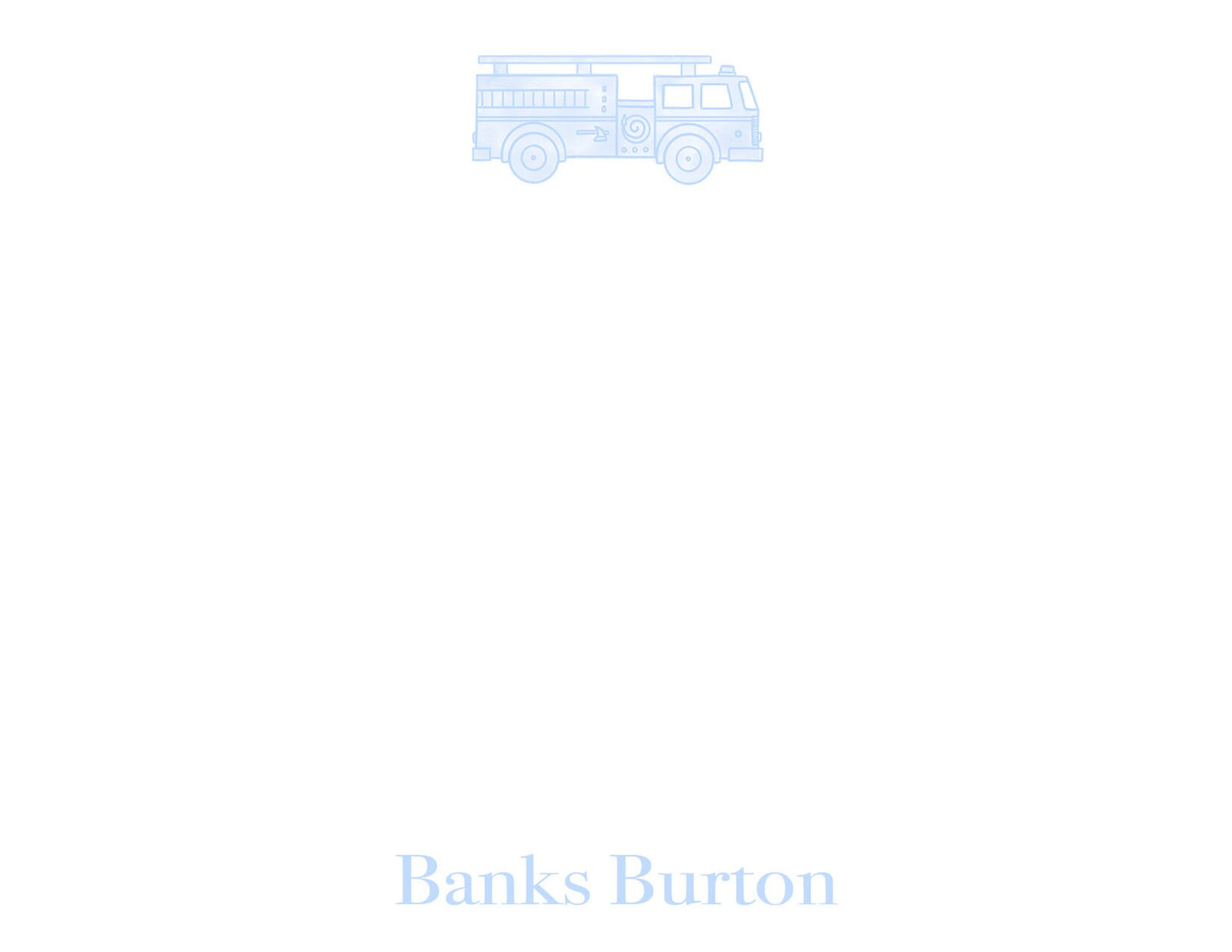 Pastel Firetruck Flat Note Card