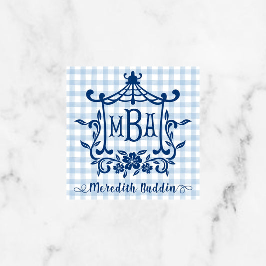 Pagoda Monogram Enclosure Cards and Gift Tags
