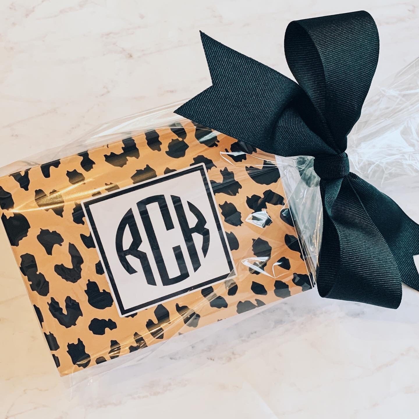 Monogramed Cheetah Fold Over Note Cards