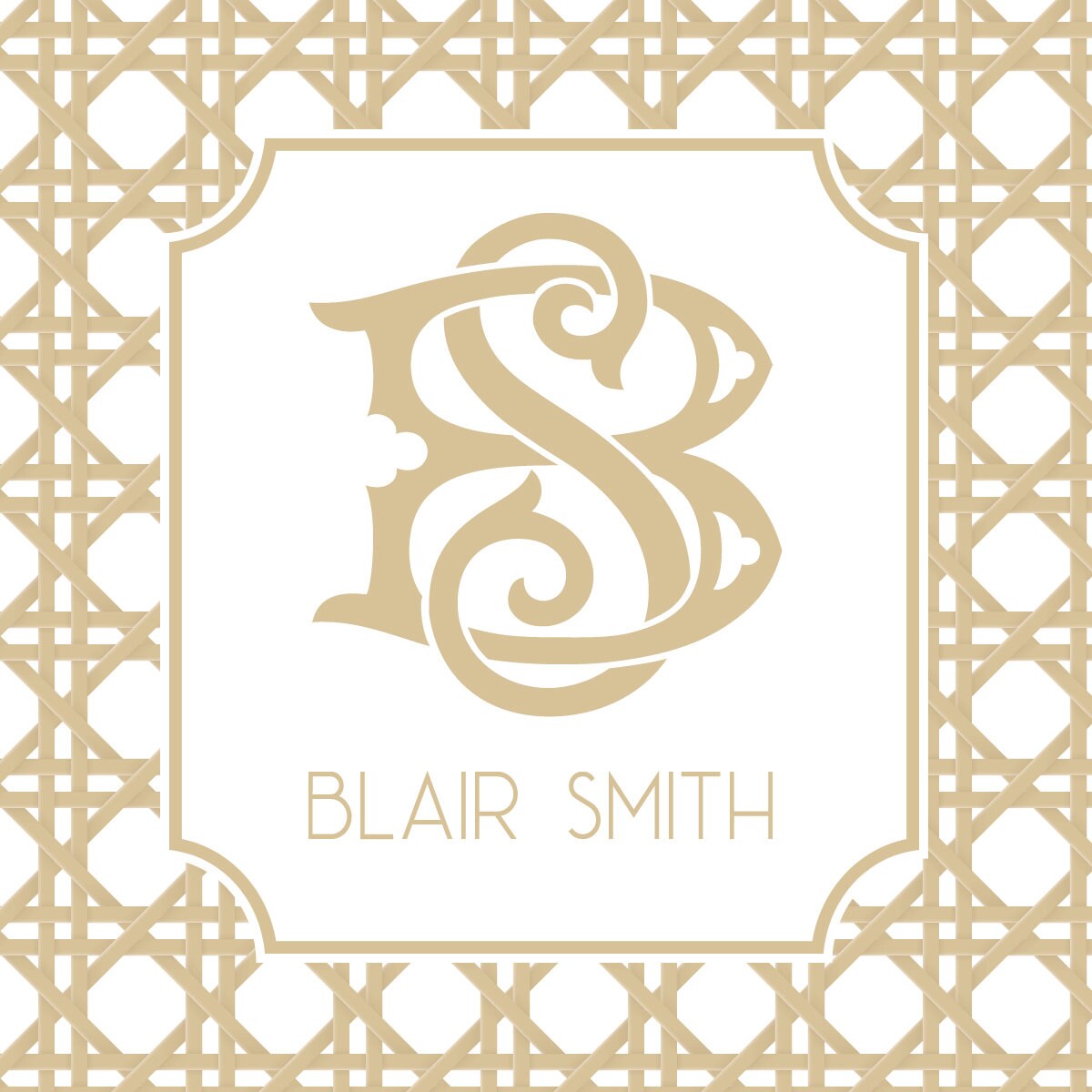 Rattan Monogrammed Enclosure Cards/Gift Stickers