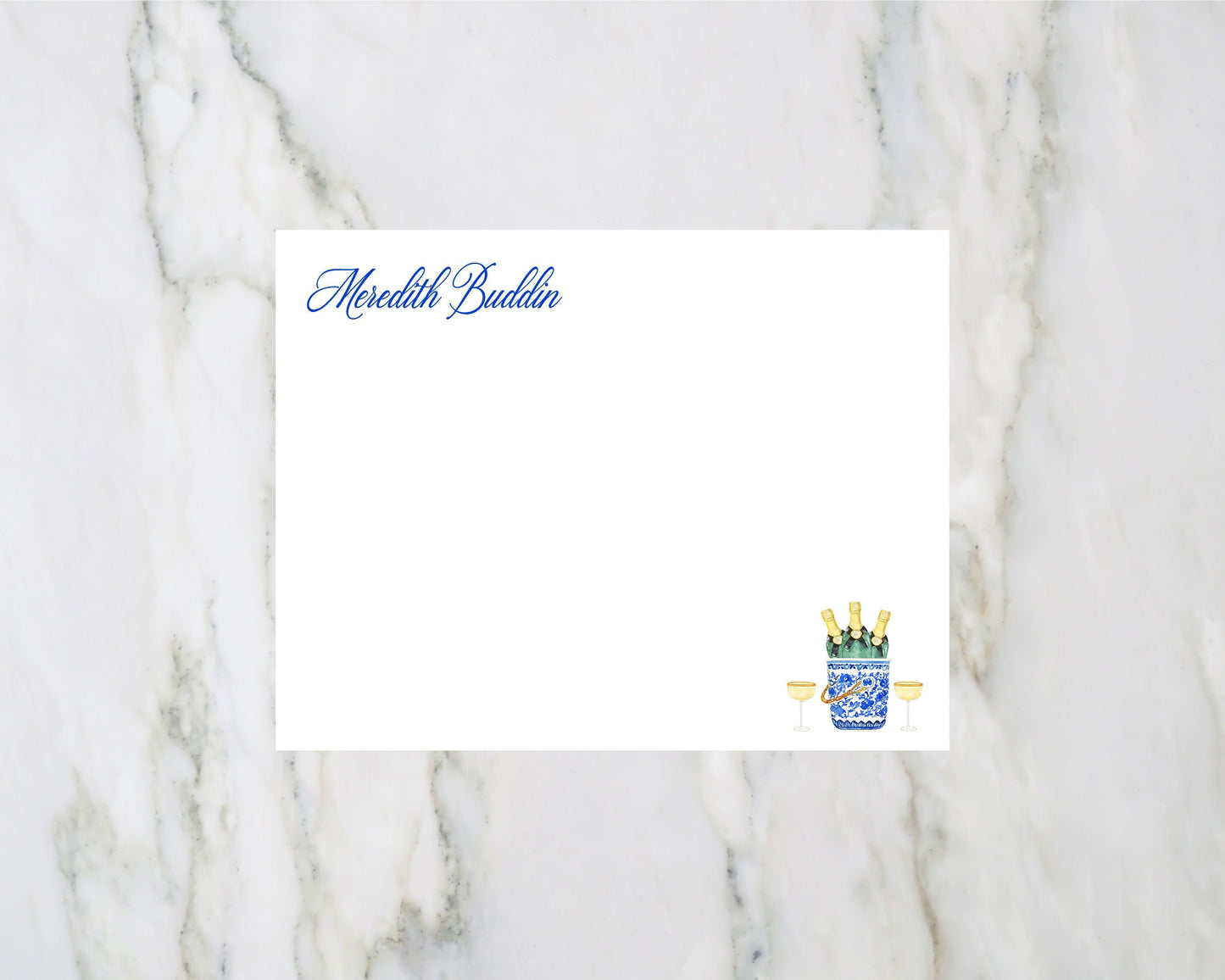 Champagne Bucket Personalized Flat Notecards