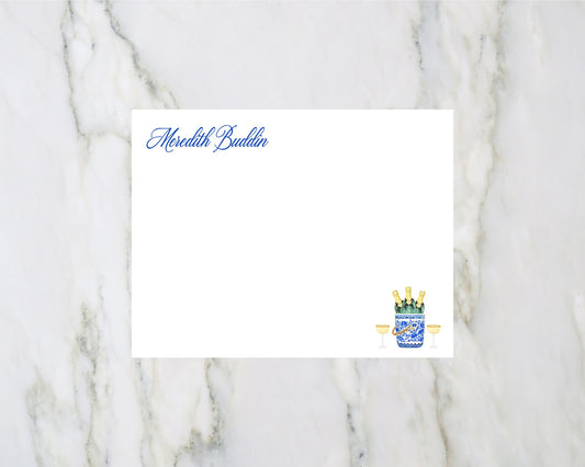 Champagne Bucket Personalized Flat Notecards