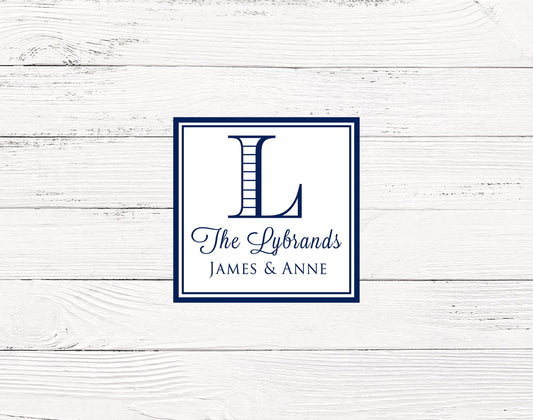 Monogrammed Navy Enclosure Cards