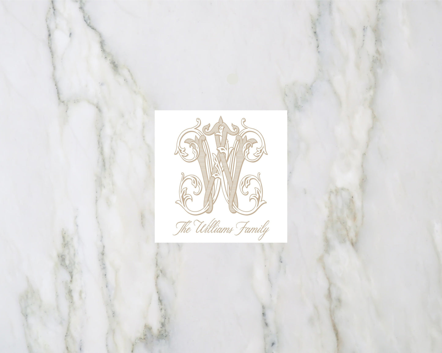 Fancy Khaki Monogram Enclosure Card