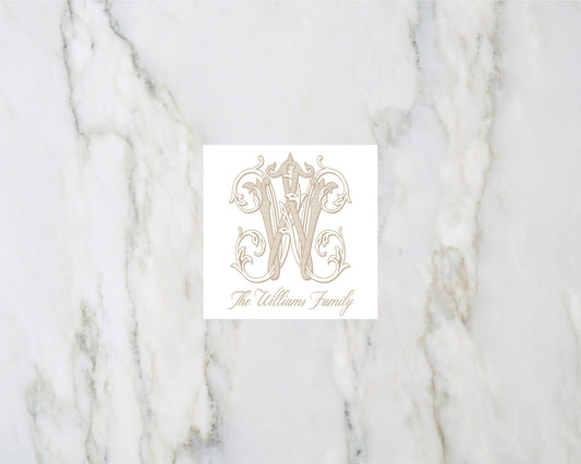 Fancy Khaki Monogram Enclosure Card