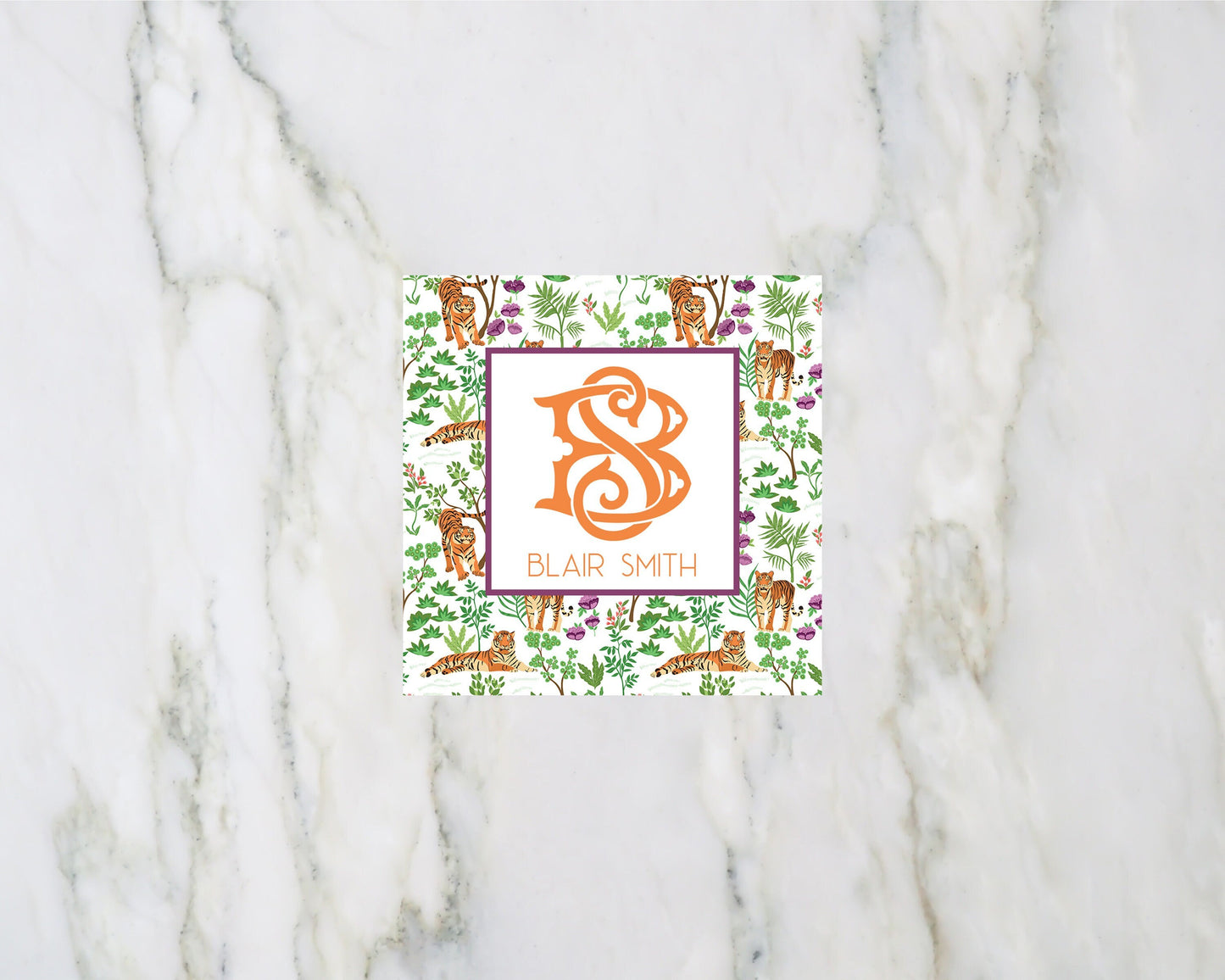 Monogrammed Tiger Enclosure Cards