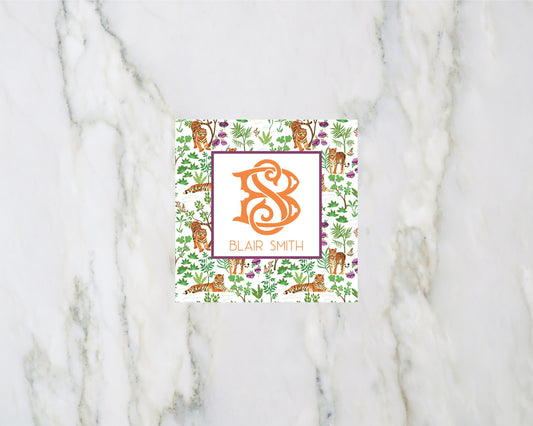Monogrammed Tiger Enclosure Cards