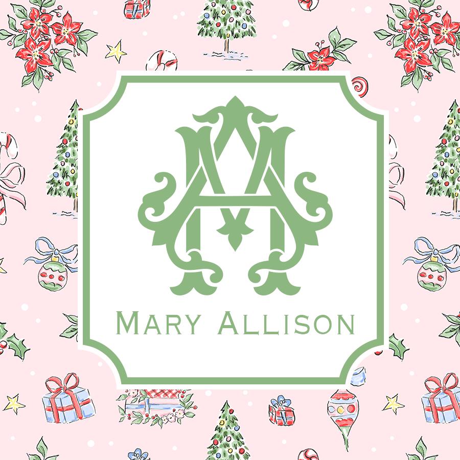 Pink Christmas Personalized Enclosure Cards and Gift Tags
