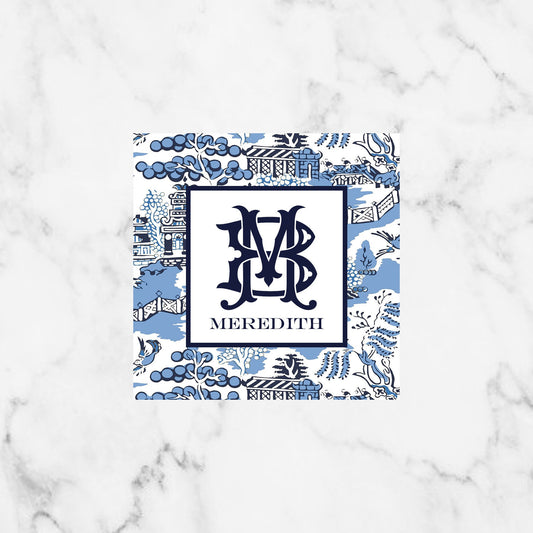 Blue Willow Inspired Chinoiserie Enclosure Card