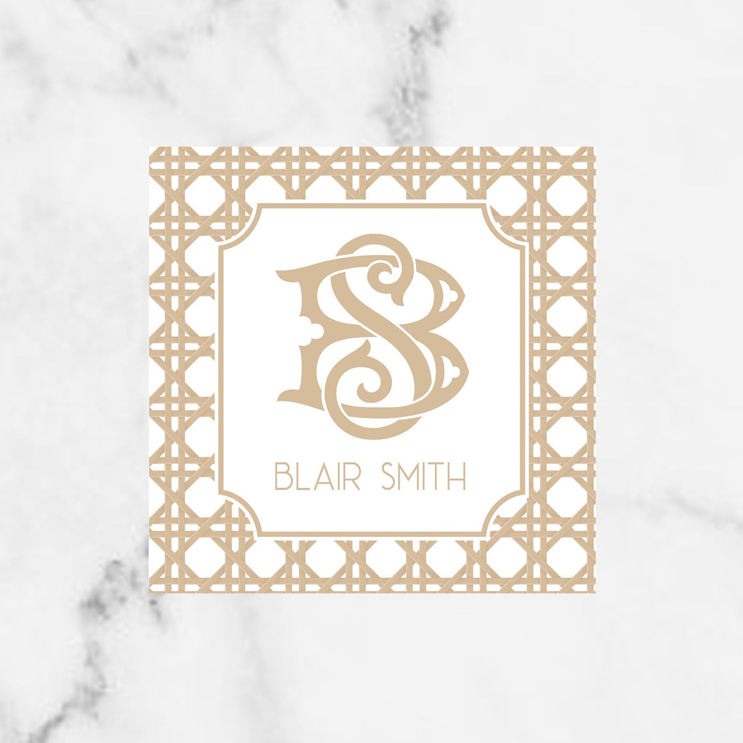 Rattan Monogrammed Enclosure Cards/Gift Stickers