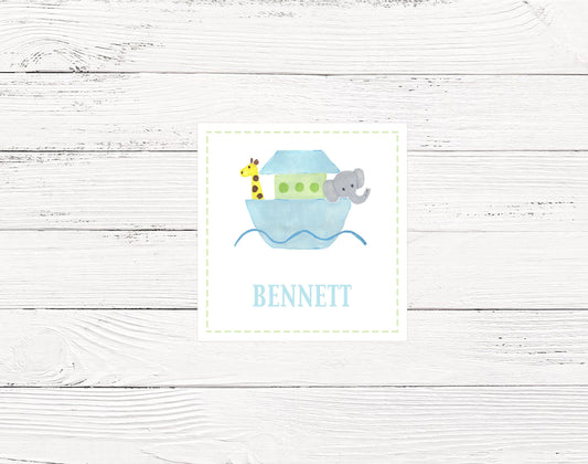 Noah's Ark Watercolor Enclosure Cards For Boys