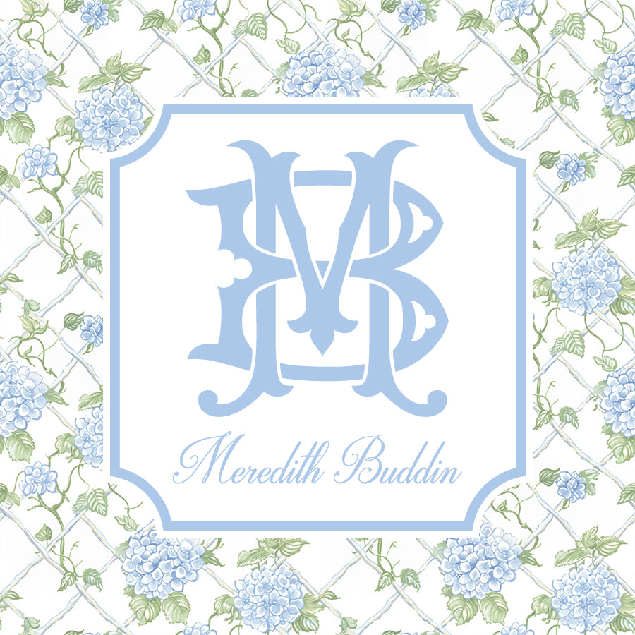Hydrangea Lattice Monogrammed Enclosure Card
